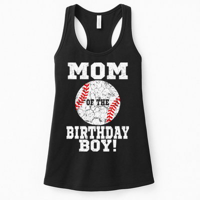Mom Of The Birthday Boy Baseball Lover Vintage Retro Womens Tank Top