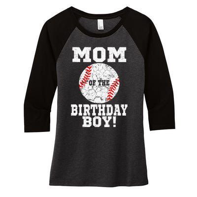 Mom Of The Birthday Boy Baseball Lover Vintage Retro Women's Tri-Blend 3/4-Sleeve Raglan Shirt