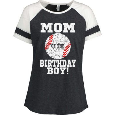 Mom Of The Birthday Boy Baseball Lover Vintage Retro Enza Ladies Jersey Colorblock Tee