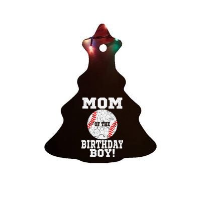 Mom Of The Birthday Boy Baseball Lover Vintage Retro Ceramic Tree Ornament