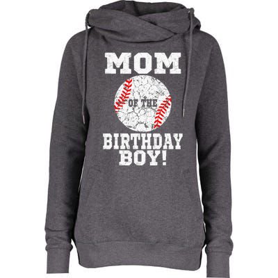 Mom Of The Birthday Boy Baseball Lover Vintage Retro Womens Funnel Neck Pullover Hood