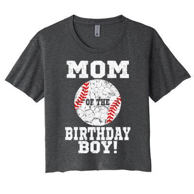 Mom Of The Birthday Boy Baseball Lover Vintage Retro Women's Crop Top Tee