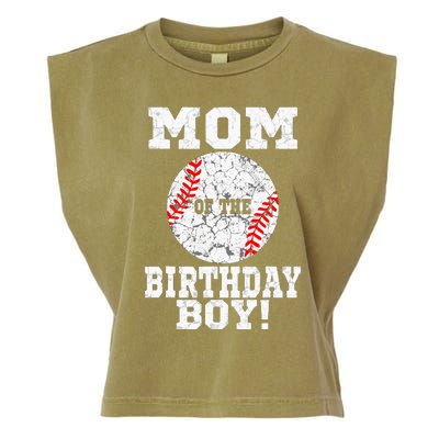 Mom Of The Birthday Boy Baseball Lover Vintage Retro Garment-Dyed Women's Muscle Tee