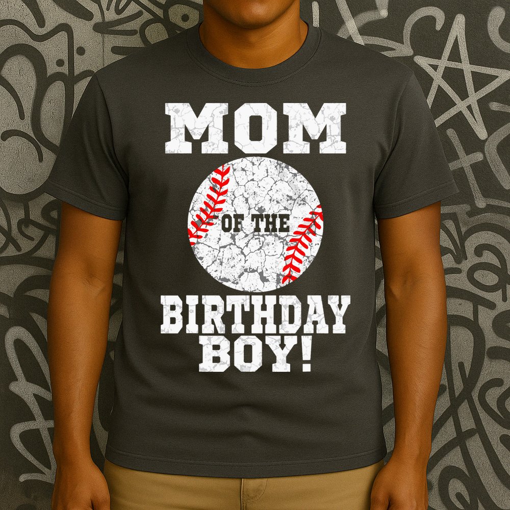 Mom Of The Birthday Boy Baseball Lover Vintage Retro T-Shirt