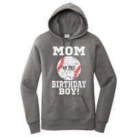 Mom Of The Birthday Boy Baseball Lover Vintage Retro Women's Pullover Hoodie