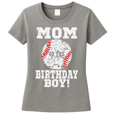 Mom Of The Birthday Boy Baseball Lover Vintage Retro Womens T-Shirt