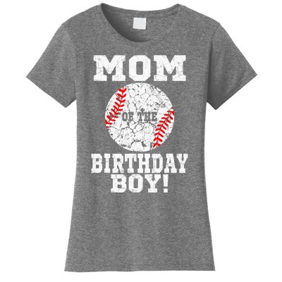 Mom Of The Birthday Boy Baseball Lover Vintage Retro Women's T-Shirt