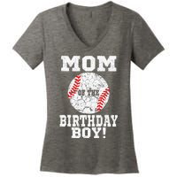 Mom Of The Birthday Boy Baseball Lover Vintage Retro Women's V-Neck T-Shirt