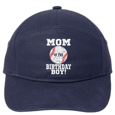 Mom Of The Birthday Boy Baseball Lover Vintage Retro 7-Panel Snapback Hat