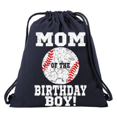 Mom Of The Birthday Boy Baseball Lover Vintage Retro Drawstring Bag