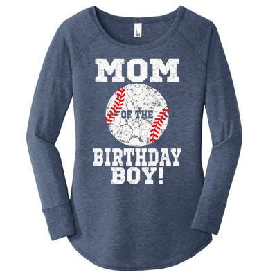 Mom Of The Birthday Boy Baseball Lover Vintage Retro Women's Perfect Tri Tunic Long Sleeve Shirt