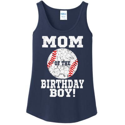 Mom Of The Birthday Boy Baseball Lover Vintage Retro Ladies Essential Tank