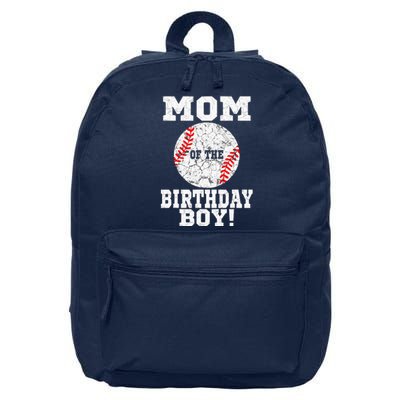 Mom Of The Birthday Boy Baseball Lover Vintage Retro 16 in Basic Backpack