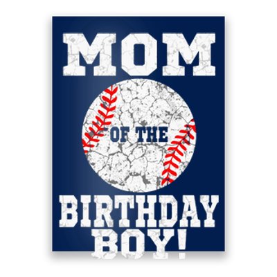 Mom Of The Birthday Boy Baseball Lover Vintage Retro Poster