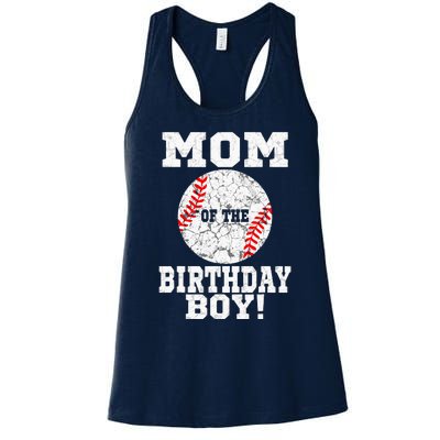 Mom Of The Birthday Boy Baseball Lover Vintage Retro Women's Racerback Tank