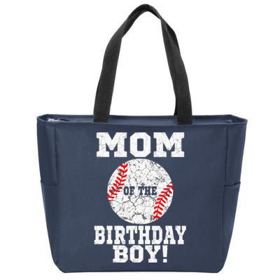 Mom Of The Birthday Boy Baseball Lover Vintage Retro Zip Tote Bag