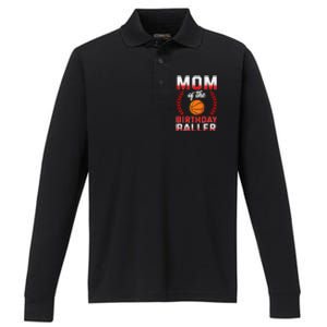 Mom Of The Birthday Boy Basketball Bday Celebration Performance Long Sleeve Polo