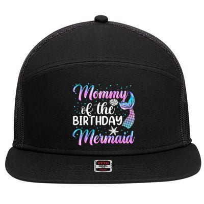 Mommy Of The Mermaid Birthday Mom 7 Panel Mesh Trucker Snapback Hat