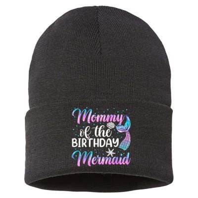 Mommy Of The Mermaid Birthday Mom Sustainable Knit Beanie