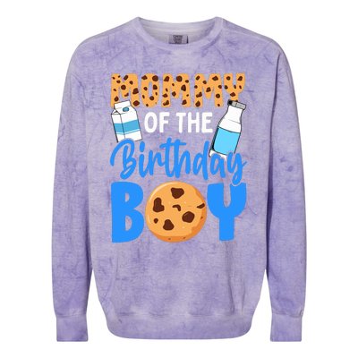 Mommy Of The Birthday Boy Milk And Cookies 1st Birthday Colorblast Crewneck Sweatshirt