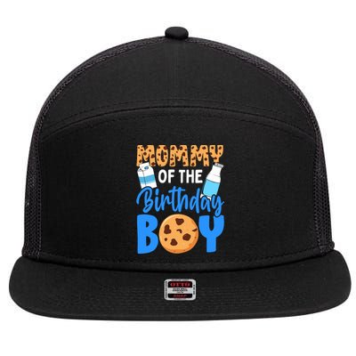 Mommy Of The Birthday Boy Milk And Cookies 1st Birthday 7 Panel Mesh Trucker Snapback Hat