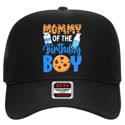 Mommy Of The Birthday Boy Milk And Cookies 1st Birthday High Crown Mesh Back Trucker Hat