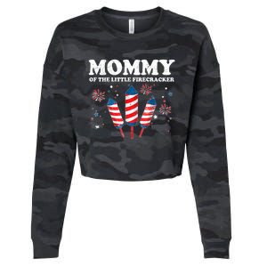 Mommy Of The Little Firecracker 4th Of July American Mom Cool Gift Cropped Pullover Crew