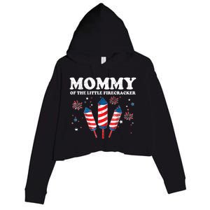 Mommy Of The Little Firecracker 4th Of July American Mom Cool Gift Crop Fleece Hoodie