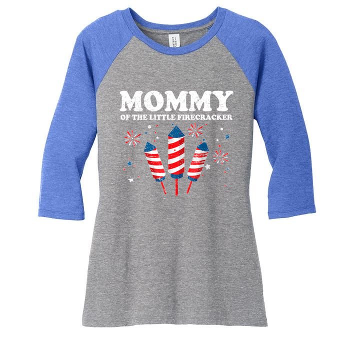 Mommy Of The Little Firecracker 4th Of July American Mom Cool Gift Women's Tri-Blend 3/4-Sleeve Raglan Shirt