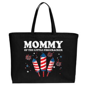 Mommy Of The Little Firecracker 4th Of July American Mom Cool Gift Cotton Canvas Jumbo Tote