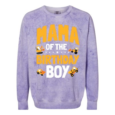 Mama Of The Birthday Boy Construction Worker Bday Party Colorblast Crewneck Sweatshirt