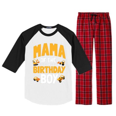 Mama Of The Birthday Boy Construction Worker Bday Party Raglan Sleeve Pajama Set