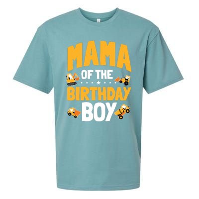 Mama Of The Birthday Boy Construction Worker Bday Party Sueded Cloud Jersey T-Shirt