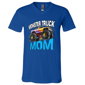 Mom Of The Birthday Monster Truck Mommy Mama Mother Gift V-Neck T-Shirt