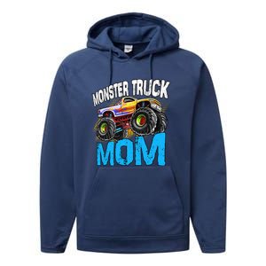 Mom Of The Birthday Monster Truck Mommy Mama Mother Gift Performance Fleece Hoodie