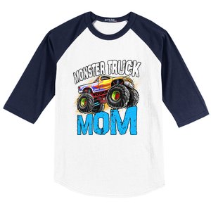 Mom Of The Birthday Monster Truck Mommy Mama Mother Gift Baseball Sleeve Shirt