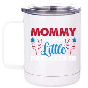 Mommy Of The Little Firecracker 4th Of July Birthday Party Gift 12 oz Stainless Steel Tumbler Cup