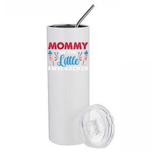 Mommy Of The Little Firecracker 4th Of July Birthday Party Gift Stainless Steel Tumbler