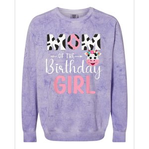 Mom Of The Birthday Farm Cow 1 St Birthday Colorblast Crewneck Sweatshirt