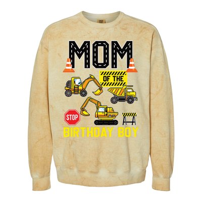 Mom Of The Birthday Boy Construction Worker Bday Party Colorblast Crewneck Sweatshirt