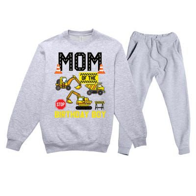 Mom Of The Birthday Boy Construction Worker Bday Party Premium Crewneck Sweatsuit Set