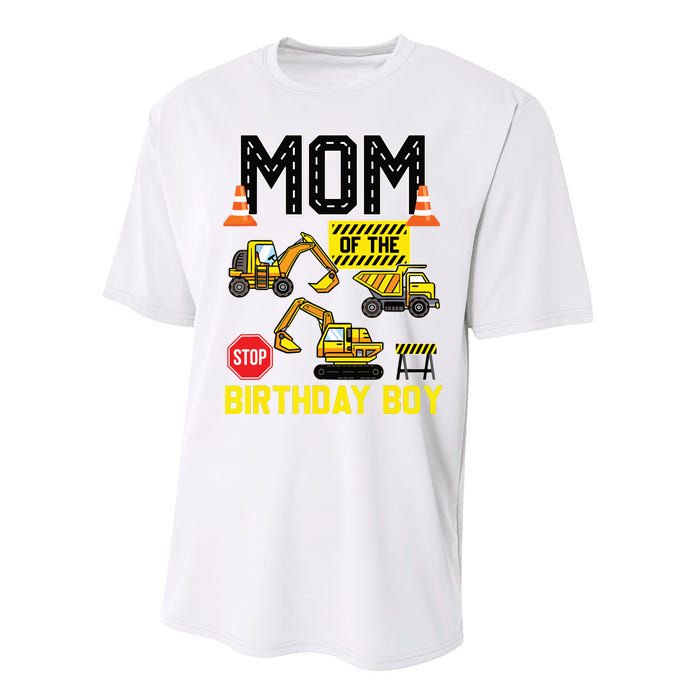 Mom Of The Birthday Boy Construction Worker Bday Party Performance Sprint T-Shirt