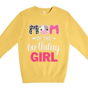 Mom Of The Birthday Farm Cow Mommy Mama Mother 1st Premium Crewneck Sweatshirt