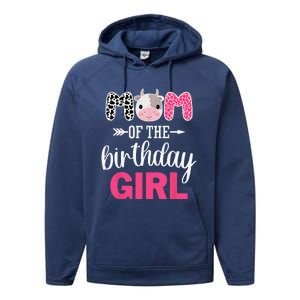 Mom Of The Birthday Farm Cow Mommy Mama Mother 1st Performance Fleece Hoodie