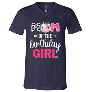 Mom Of The Birthday Farm Cow Mommy Mama Mother 1st V-Neck T-Shirt