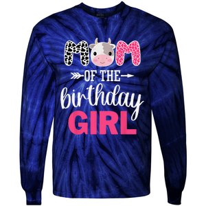 Mom Of The Birthday Farm Cow Mommy Mama Mother 1st Tie-Dye Long Sleeve Shirt