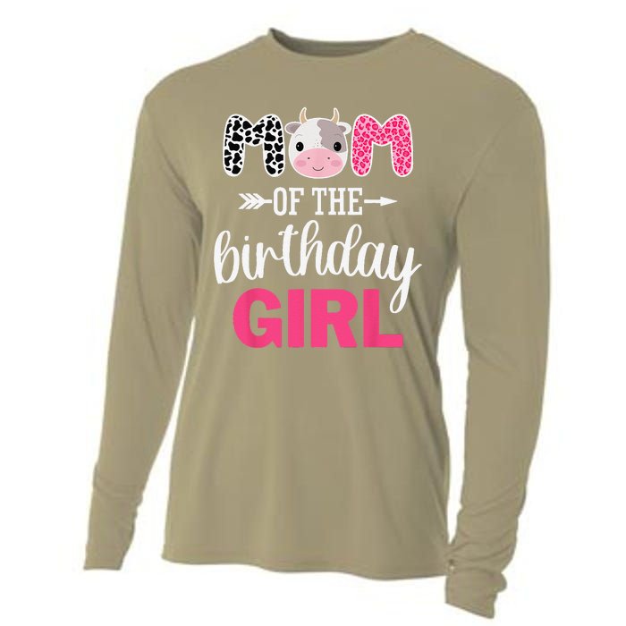 Mom Of The Birthday Farm Cow Mommy Mama Mother 1st Cooling Performance Long Sleeve Crew