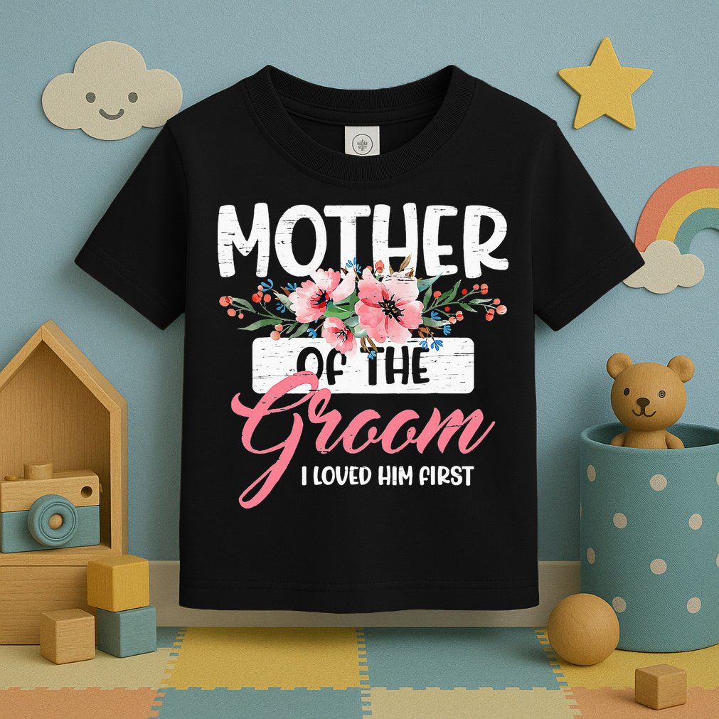 Mother Of The Groom I Loved Him First Funny Mothers Day Mama Toddler T-Shirt