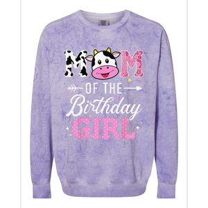 Mom Of The Birthday Funny Farm Cow Mother Mommy Mama Colorblast Crewneck Sweatshirt