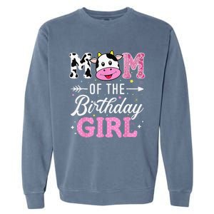 Mom Of The Birthday Funny Farm Cow Mother Mommy Mama Garment-Dyed Sweatshirt